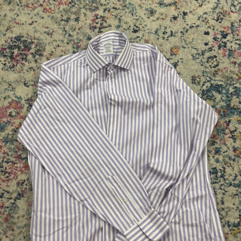 Brooks Brothers dress shirt size 17x 37. White and purple stripe